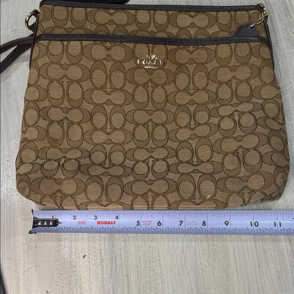 Coach Signature Brown and Tan Crossbody Bag